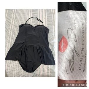 Marilyn Monroe Black One-Piece Swim with Peplum